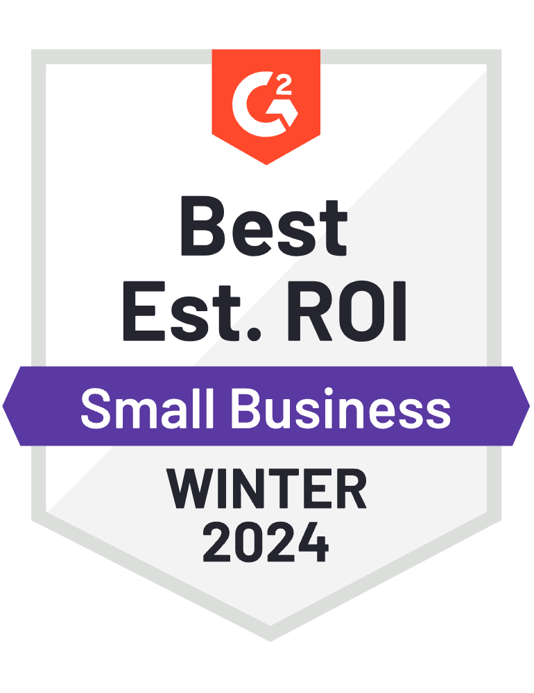 Centercode's Best Estimated ROI - Small Business Award Badge for Winter 2024 from G2